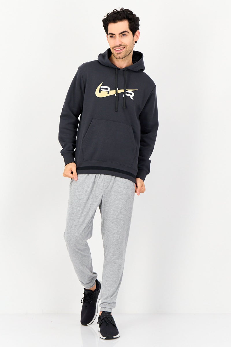 Nike سويت شيرت هودي رياضي للرجال بأكمام طويلة من نايك إير، رمادي داكن - Image 4